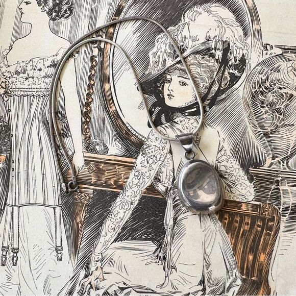 Vintage Sterling Silver Pendant Necklace w/ Rope Chain - Picture 1 of 4